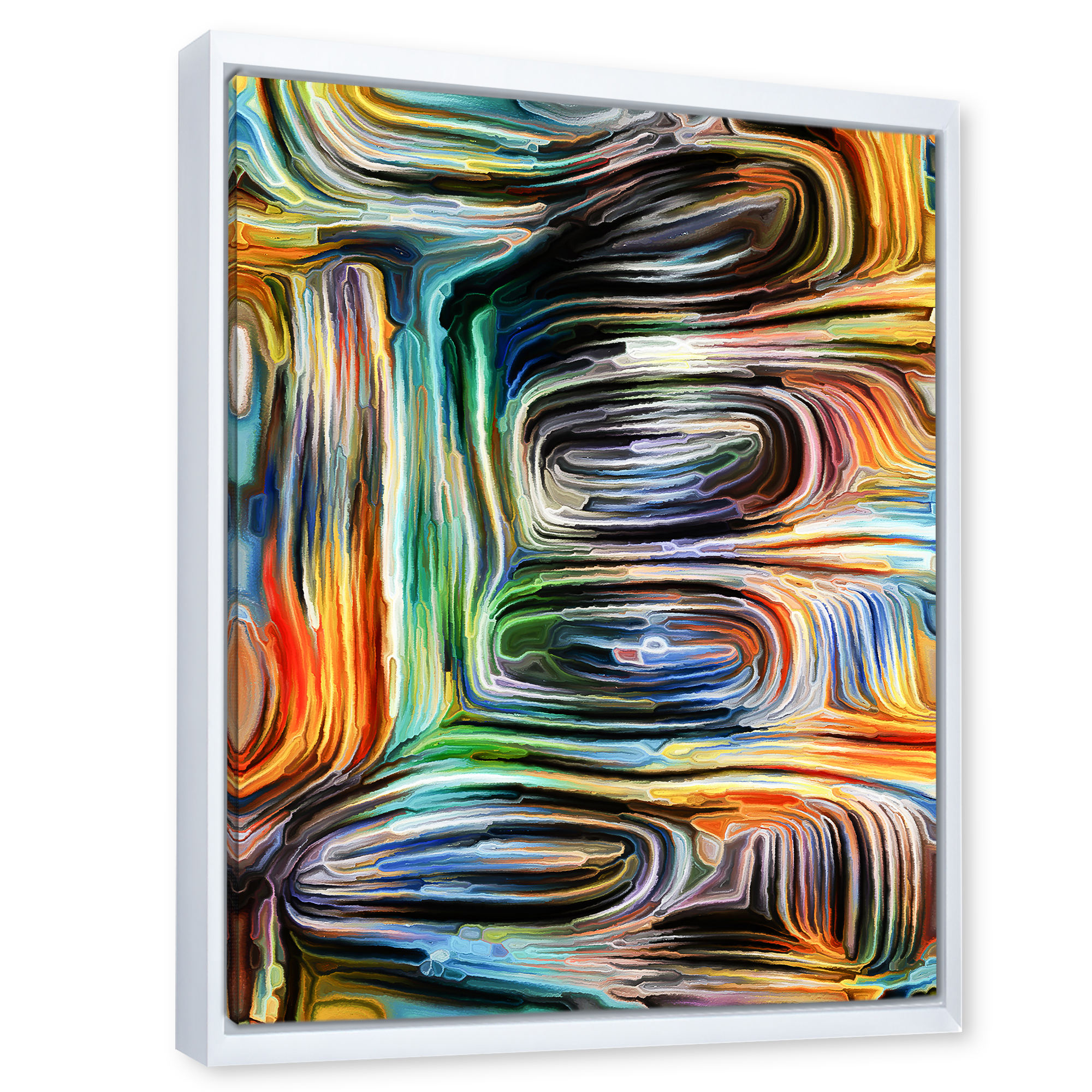 Designart 'Colour Spiral Fusion VII' Modern Framed Canvas Wall Art Print