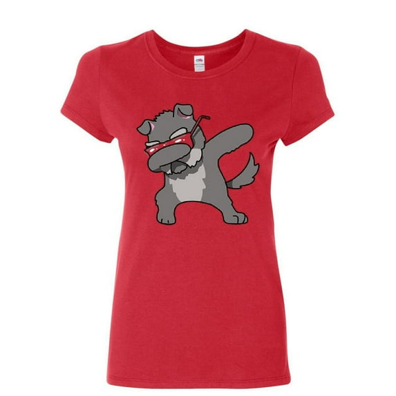 Tee Hunt Dabbing Dog in Glasses Women's T-Shirt Doggie Dab Pet Lovers Pup Puppy Shirt, Red, XX-Large