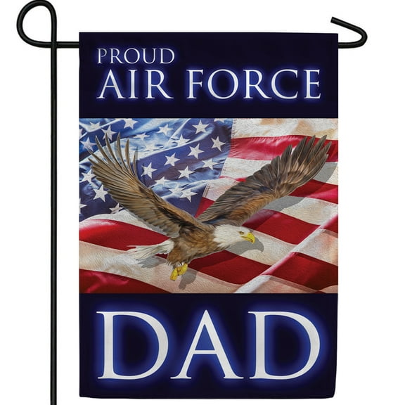 America Forever Proud Air Force Dad Garden Flag, 12.5 x 18 inch Double Sided, Eagle American Flag Military Support Patriotic Father Yard Decor