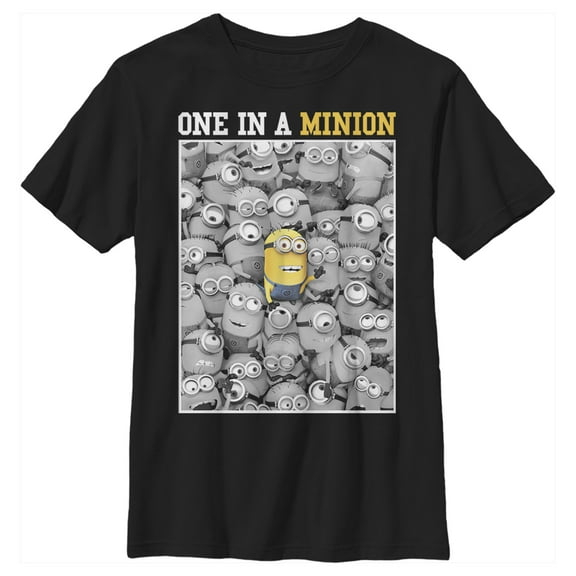 Boy's Despicable Me Minions One In A Minion Color Pop Out Graphic Tee Black Medium