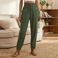 thumbnail image 5 of Perfectbot Women's Casual Drawstring Pants Ruffle Elastic Waist Cuff Bottom Pants with Pockets, 5 of 8