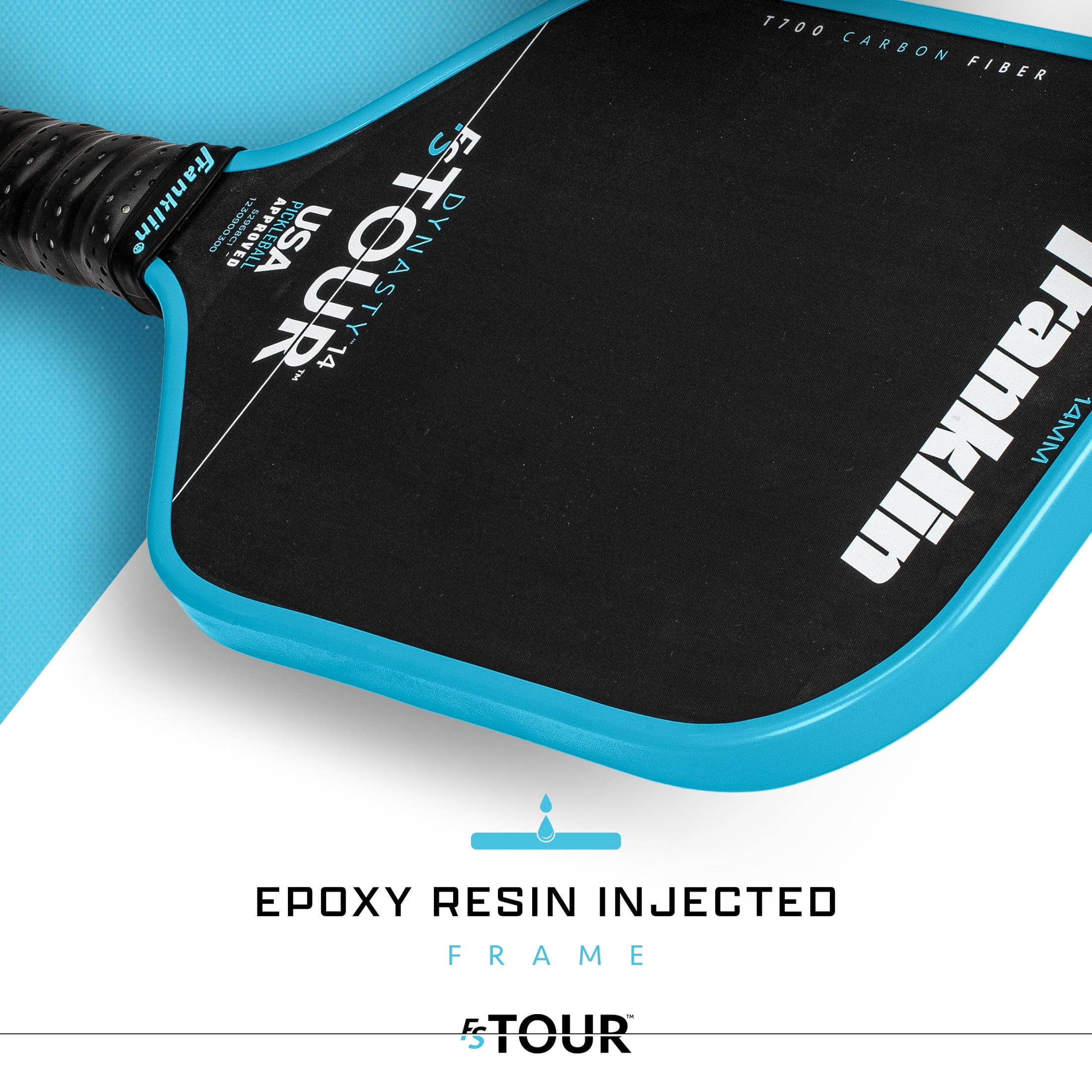 Franklin Sports Pro Pickleball Paddles - FS Tour Series Carbon Fiber Pickleball Paddles - Official USA Pickleball (USAPA) Approved Paddles - Dynasty Pro Player Paddle - 14mm Polymer Core - Blue