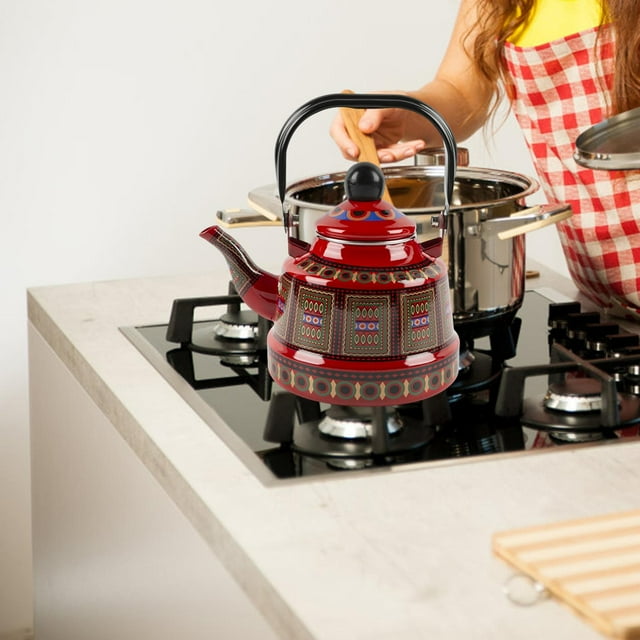 Tetera china para café, tetera hirviendo con tapa, utensilios de cocina decorativos antioxidantes, verter agua para cocinar, tetera de 2,5 l para , Rojo perfecl Hervidor de agua