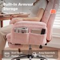 thumbnail image 4 of Genpo Cross Legged Office Chair, Criss Cross Desk Chair with Wheels, Pink Teddy Fleece Big and Tall Reclining Office Chair 500lbs with Foot Rest, Reversible Armrests & Wide Seat, 4 of 6