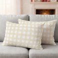 thumbnail image 2 of Lumbar Pillow Covers 20x12 Inch Set of 2, Beige Buffalo Check Waterproof Outdoor Pillow Covers, Farmhouse Boho Plaid Vintage Rustic Decorative Cushion Pillowcases for Couch, Sofa, Bed, Garden, Patio, 2 of 9