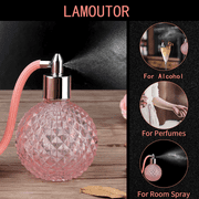 Vintage Perfume Spray Bottle Refillable Perfume Glass Atomizer Empty Crystal Bottle with Long Tassel (Pink)