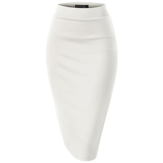 Thanth Womens Waist Band Streychy Solid Pencil Skirt(Plus Size Available)