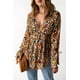 thumbnail image 3 of ABPHQTO Blusa de mujer con cuello en V y estampado floral multicolor, 3 of 5