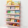 thumbnail image 3 of 6-Piece Pink Metal Floating Shelves, 16" Cute Wall Bookshelf & Toy Display for Girls Room, Nursery, 3 of 10