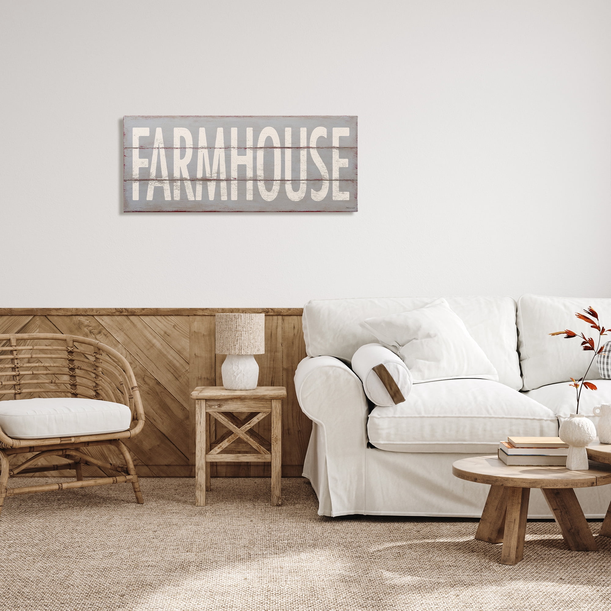 Stupell Industries Farmhouse Rustic Planked Design Typography Painting Gallery Wrapped Canvas Art Print Wall Art, 40 x 17
