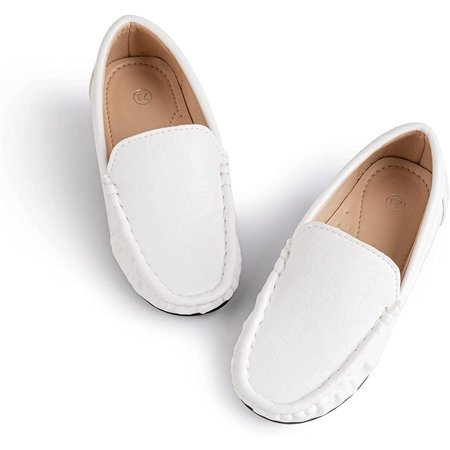 

QWZNDZGR Toddler Boys Girls Loafers Soft Slip On Little Kid Oxford Dress Flats Casual Boat Shoes School Uniform Moccasin Walking Shoes