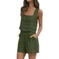 thumbnail image 4 of STARVNC Women Square Neck Sleeveless Shorts Linen Matching 2 Piece Sets, 4 of 7