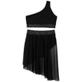 thumbnail image 5 of iiniim Girls Lyrical Dance Shiny Rhinestones Crop Top with Skirted Leotard 2-Piece Ballet Dancewear Black 12, 5 of 7