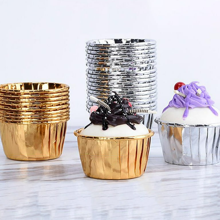 Ludlz Rose Gold Foil Cupcake Liners Standard Baking Cups Muffin