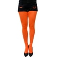 thumbnail image 2 of Neon Orange Opaque Full Footed Tights, Pantyhose for Women, 2 of 3