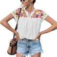thumbnail image 2 of Blusa bordada de verano para mujer, blusa informal de manga corta bordada para mujer, blusa informal de manga corta para mujer, blusas elegantes y modernas, 2 of 6