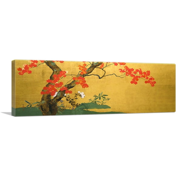 ARTCANVAS Maple Tree Canvas Art Print by Sakai Hoitsu - Size: 36" x 12" (1.50" Deep)