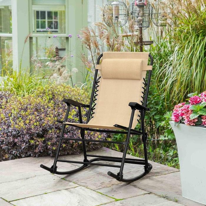Patio Rcoking Chair Outdoor Zero Gravity Textilene Foldable Lounge