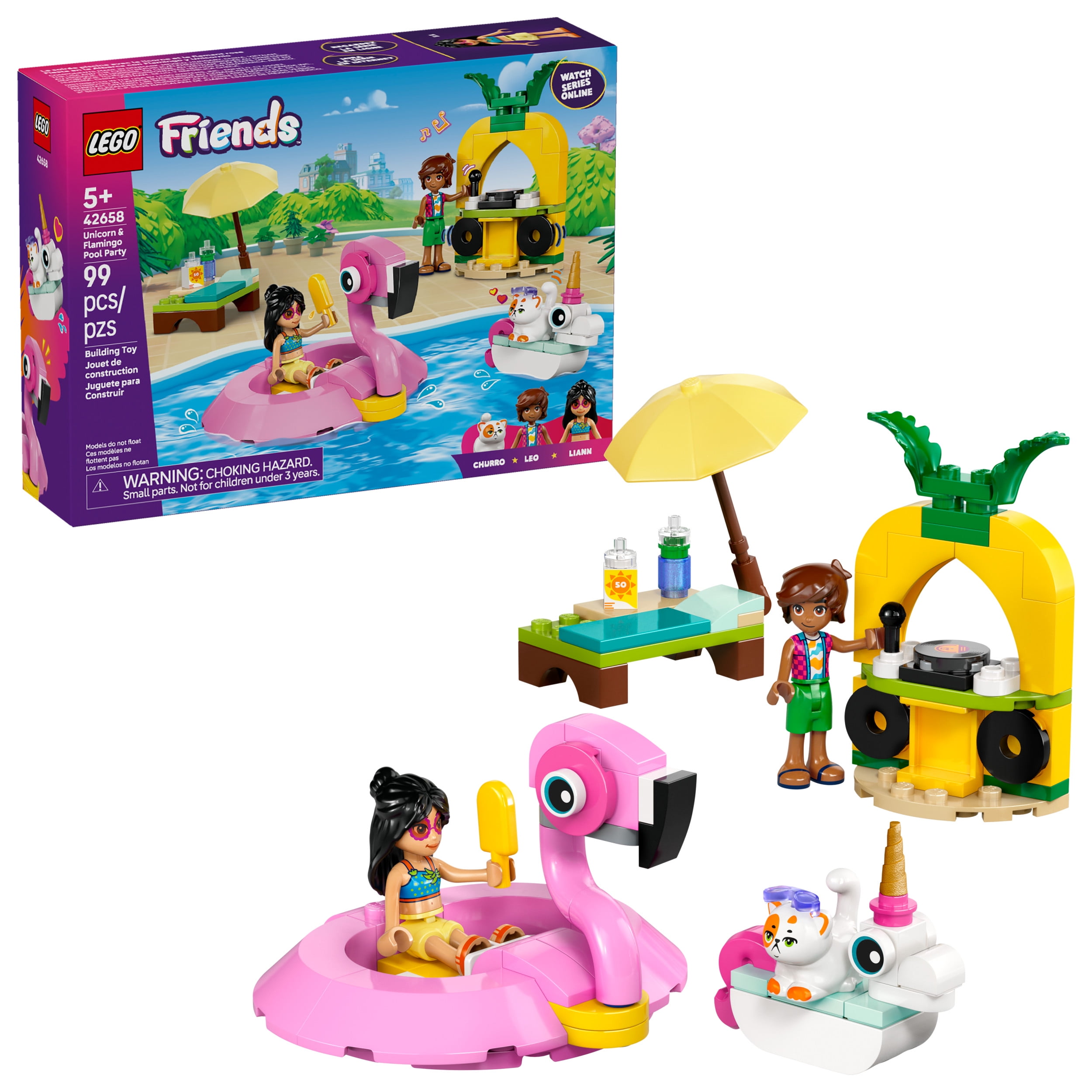 LEGO Friends Unicorn & Flamingo Pool Party Pretend Play Building Toy - Creative Storytelling Playset for Kids for Boys & Girls, Ages 5+ - Birthday Gift Idea for Kids - 42658, LEGO Unicorn & Flamingo 42658