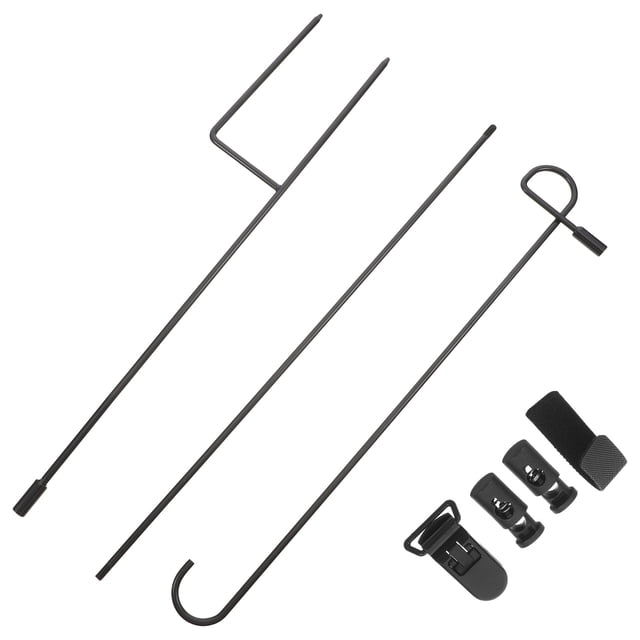 UPOUART Support de Mât de Drapeau de Jardin en Fer Forgé Noir Élégant avec Pinces Résistantes au Vent pour Usage Extérieur
