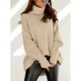thumbnail image 3 of Autumn Winter Women's Casual Loose Knit Top Turtleneck Oversized Bat Sleeves Thick Pullover, 3 of 5