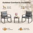 thumbnail image 6 of Lofka 3-Piece Outdoor Rocking Patio Furniture Set, Weather-Resistant Iron Frame with Tempered Glass Table & Cushions for Garden Poolside, 6 of 15