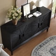 thumbnail image 4 of Large Buffet Sideboard Cabinet with Storage,60" Modern Cedenzas Buffet Table American Farmhouse Charm Cabinet with 4 Symmetrical Sunburst Doors for Living Room Hallway, Antique Black, 4 of 8