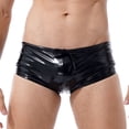 thumbnail image 3 of Pantalones cortos de charol Wetlook para hombre, calzoncillos tipo bóxer con bolsa para bulto, pantalones cortos de látex para Fiesta EN LA Piscina, ropa para discoteca, pantalones cortos ajustados, 3 of 5
