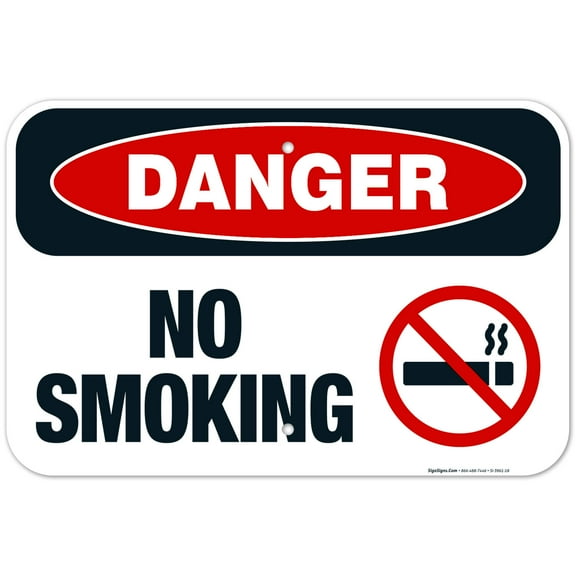 Danger No Smoking Sign, OSHA Danger Sign, 12x18 Aluminum