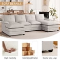 thumbnail image 5 of Walsunny Sectional Sofa couches set Oversized U Shaped Sleeper bed Couch with Double Chaise 4-Seat Cloud Couch for Living Room Home Apartment Light Beige, 5 of 12