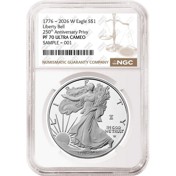 2026 W 250th Anniversary Proof Silver Eagle NGC PF 70 UC, Brown