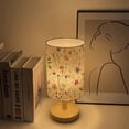 thumbnail image 5 of Flowers Pattern Desk Lamp, Small Bedside Table Lamp - Classic Wood Base With Flaxen Fabric Shade, Lamps For Night Stands, Simple Nightstand Light For Bedroom, Office, Desk, 5 of 11