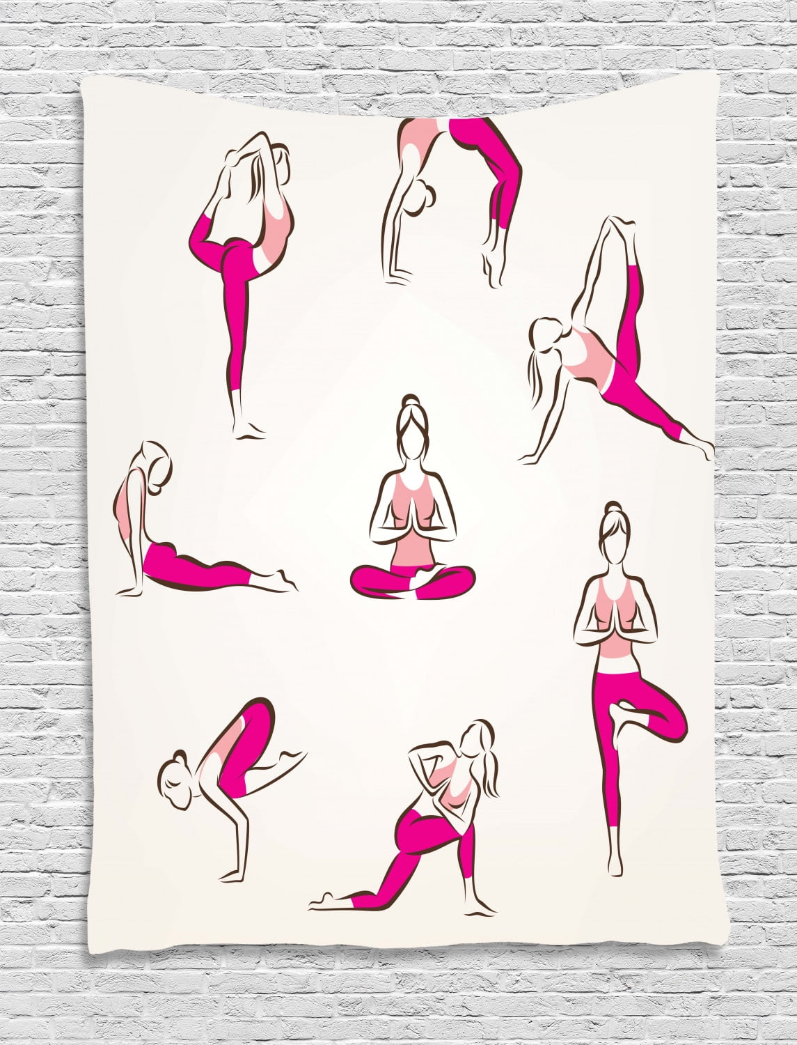 Yoga Tapestry Yoga And Pilates Poses Symbols Healthcare Fitness