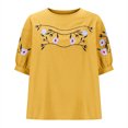 thumbnail image 3 of CheerKidz Women's Summer V Neck Short Sleeve Linen Solid Color T - shirt for Vacation,Workout and Party(Yellow#2,S), 3 of 6