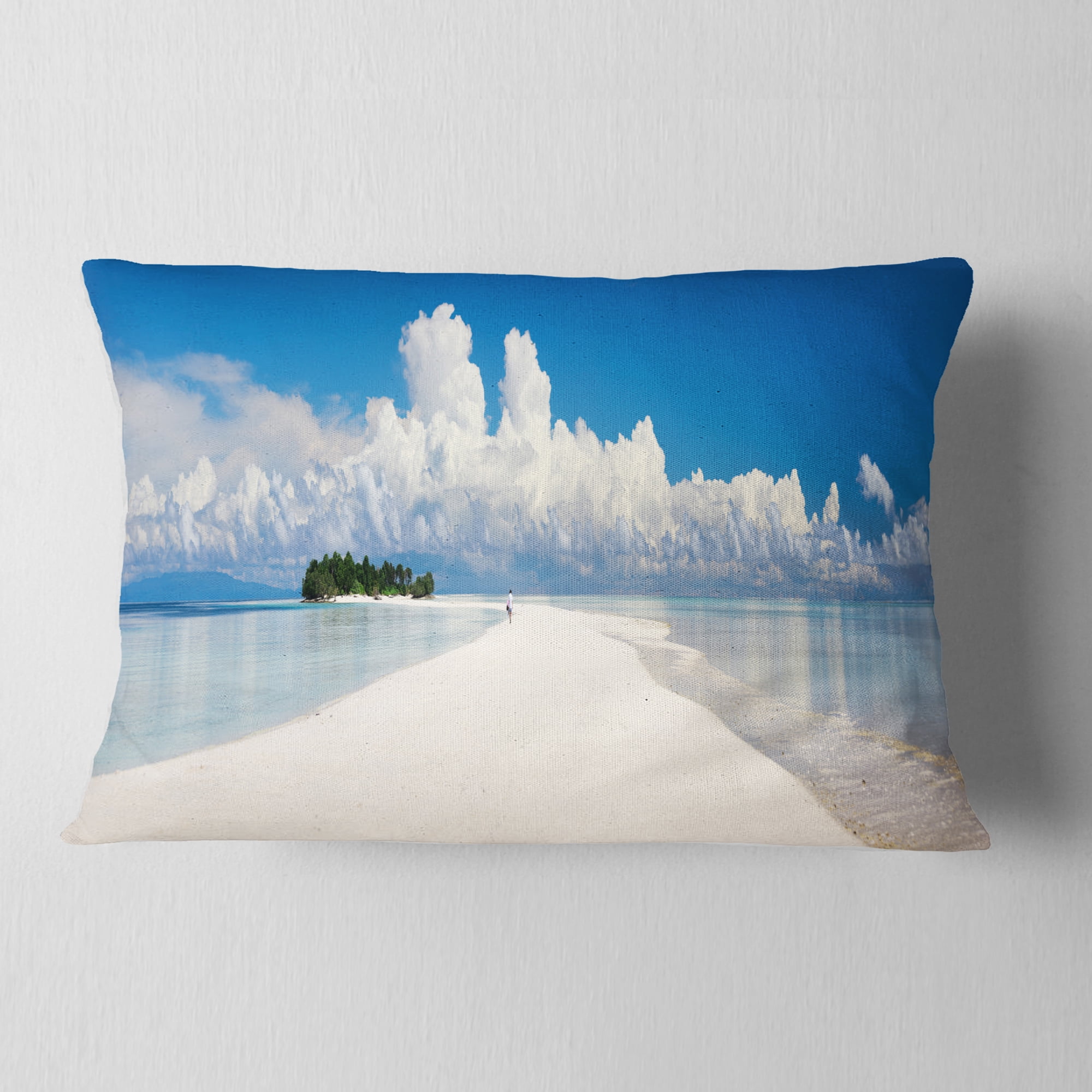 Designart Tropical Island Panorama - Landscape Photography Throw Pillow - 12x20