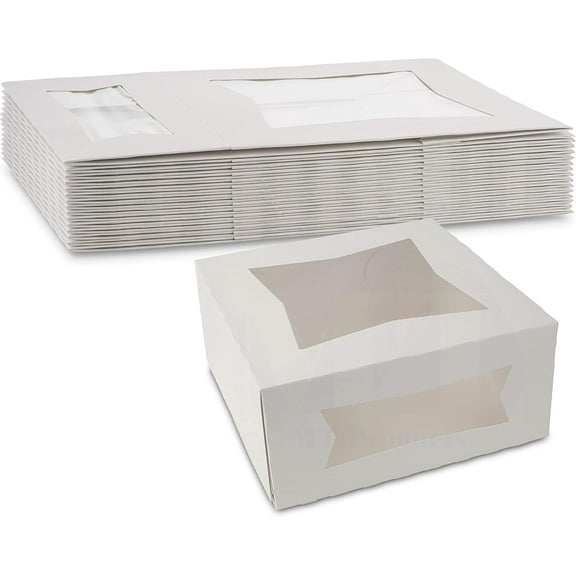 MT Products White Cake Boxes - 10" x 10" x 5" Bakery Boxes - Pack of 100