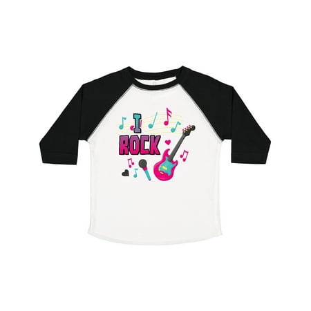 

Inktastic I Rock with Guitar Microphone and Music Notes Gift Toddler Boy or Toddler Girl T-Shirt