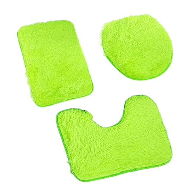 JeashCHAT - Juego de 3 alfombras de baño, supersuaves, antideslizantes, absorbentes, de felpa, de color liso, color verde