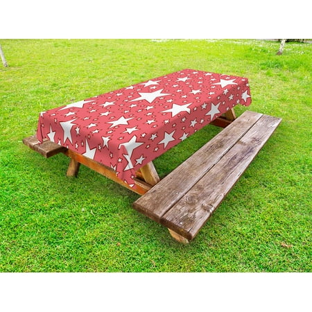 

Coral Outdoor Tablecloth Big and Small Star Figures Burst Youthful Energetic Celebration Design Festive Decorative Washable Fabric Picnic Table Cloth 58 X 84 Inches Coral Red White by Ambesonne