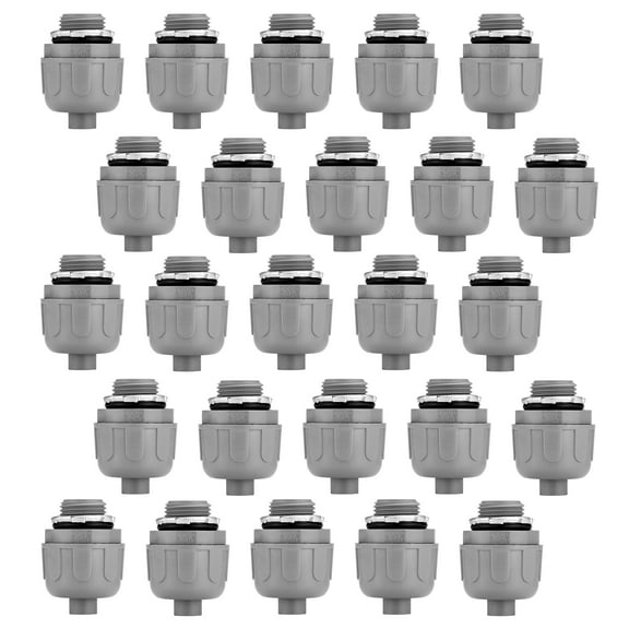 Maxxima 3/8 in. NPT Straight Liquid Tight Conduit Connectors, Non-Metallic Waterproof Nylon Conduit Fittings (25 Pack)