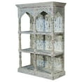 thumbnail image 4 of 57 Inch Tall Antique Handcarved Solid Wood Bookcase | 3 Shelves open Handmade Bookshelf | Vintage Farmhouse Style White Washed Display Unit, 4 of 8