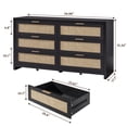 thumbnail image 6 of SICOTAS 56.85" 6 Drawer Tall Dressers Set of 2,Rattan Dresser with Large Storage Space Boho Dressers & Chests of Drawer Wooden Dressers for Bedroom,Black Oak, 6 of 6