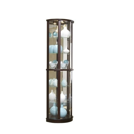 Cherry Carved Curio Cabinet - Pulaski Chocolate Cherry Half Round Mirrored Curio in Brown