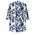 thumbnail image 6 of QQAMB Women's Tunic Tops V-Neck Floral Printed Half Sleeve Casual Loose Ruffle Blouse T-Shirts Blue XL, 6 of 6