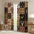 thumbnail image 2 of jejeloiu Safari Animal Deer Black Out Curtains,Rustic Farmhouse Cabin Curtains Pack of 2 (42x63 Each),Brown Geometric Checkered Bedroom Curtains For Boys Teens,Luxury Bedroom Decor, 2 of 6