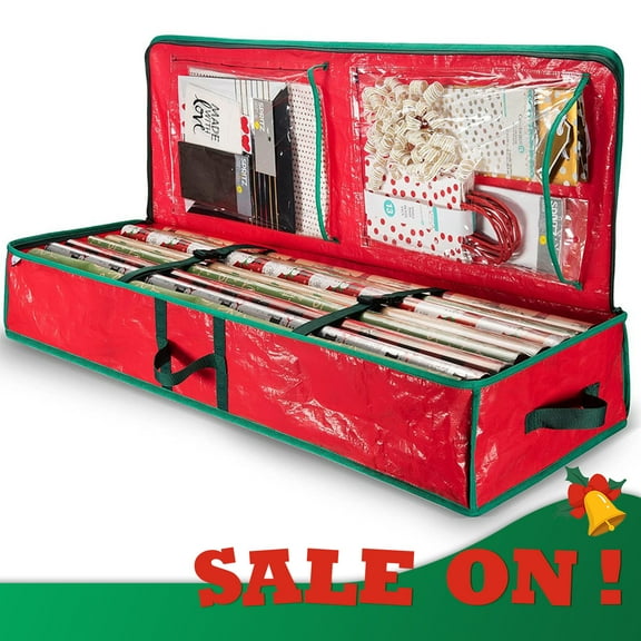 AYktou Wrapping Paper Organizer Storage-41*14*6in Tear-Resistant Fabric Gift Wrapping Organizer Storage with Inner Pockets,Wrapping Paper Storage Box for Gift Paper and Holiday Accessories