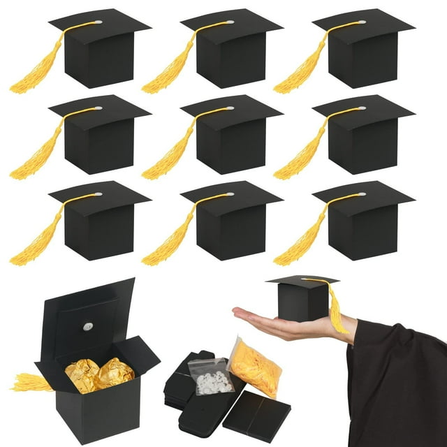 Favores de fiesta de graduación, paquete de 30 cajas de regalo de graduación, caja de sombrero de graduación para dulces, regalos de chocolate, suministros para fiesta de graduación