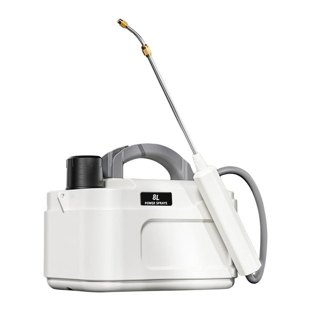 PULVERIZADOR eléctrico portátil, mango de carga USB con correa para el hombro, varilla retráctil multiusos para riego al aire libre Blanco 8L