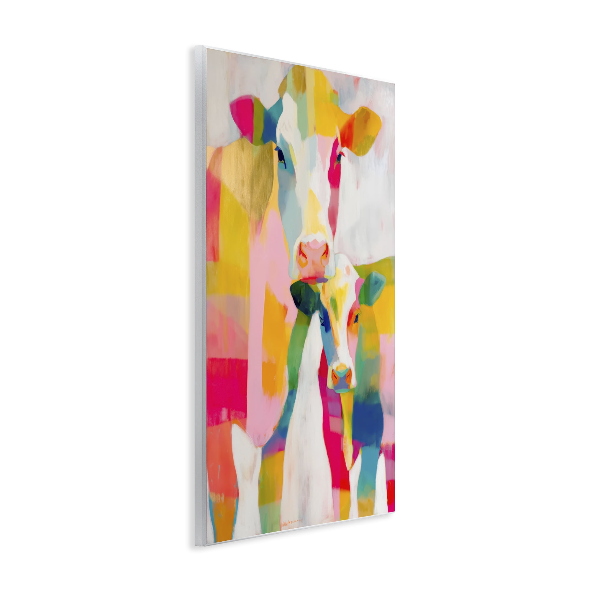 Stupell Industries Cow Family in Cubist Abstract Wall Plaque Art, design by Chromatic Storm Studio