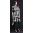 thumbnail image 3 of Bimba Green Abstract Tie-Dye Printed Asymmetrical Kurti Tops For Women Indian Summer Dress Tunic X-Large, 3 of 6